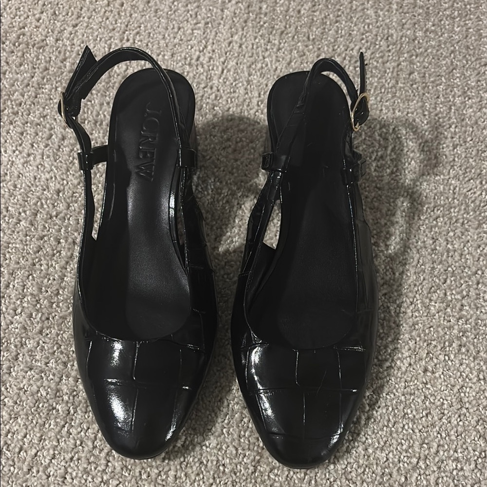J. Crew Black Heeled Slingback Shoes